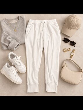 Tuff Athletics White Drawstring Joggers